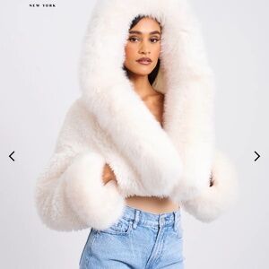 Luxurious White Faux Fur Ski Jacket